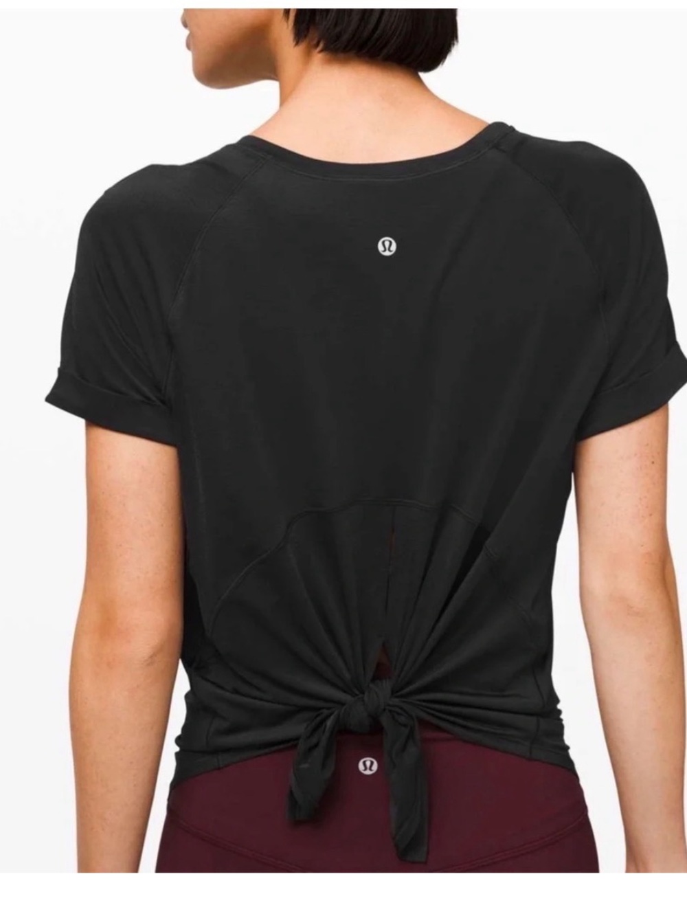 lululemon athletica Black Short Sleeve Tie-Back Tee